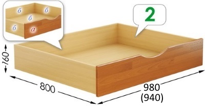 Висувна скринька для ліжка Нота / Дует з коробом із ДСП.