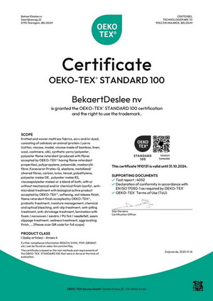 сертификат соответствия на матрасы: Tkan_BekaertDeslee_1910131_class_I_app_4